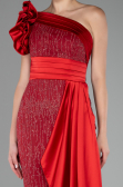 Red One Shoulder Glitter Long Evening Gown ABU4059