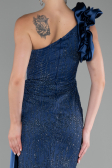Navy Blue One Shoulder Glitter Long Evening Gown ABU4059