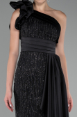 Black One Shoulder Glitter Long Evening Gown ABU4059