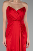 Red Strapless Slit Long Satin Prom Gown ABU4071