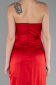 Red Strapless Slit Long Satin Prom Gown ABU4071