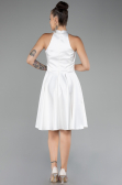 Short White Satin Party Dress ABK2112
