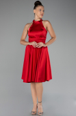 Short Red Satin Party Dress ABK2112