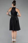 Short Black Satin Party Dress ABK2112