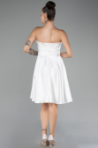 Short White Satin Cocktail Dress ABK2111
