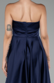 Short Navy Blue Satin Cocktail Dress ABK2111