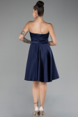 Short Navy Blue Satin Cocktail Dress ABK2111