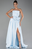 Light Blue Strapless Slit Long Ball Gown ABU4015