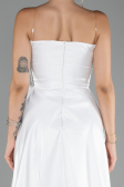 White Strapless Slit Long Ball Gown ABU4015