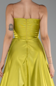 Pistachio Green Strapless Slit Long Ball Gown ABU4015