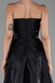 Black Strapless Slit Long Ball Gown ABU4015