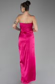 Fuchsia Strapless Slit Long Satin Prom Gown ABU4071