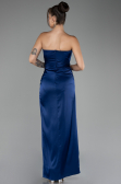Navy Blue Strapless Slit Long Satin Prom Gown ABU4071