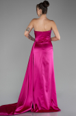 Fuchsia Strapless Slit Long Satin Prom Gown ABU4093