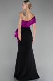 Fuchsia-Black One Shoulder Slit Long Mermaid Evening Gown ABU4115