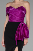 Fuchsia-Black One Shoulder Slit Long Mermaid Evening Gown ABU4115