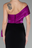 Fuchsia-Black One Shoulder Slit Long Mermaid Evening Gown ABU4115