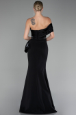 Black One Shoulder Slit Long Mermaid Evening Gown ABU4115