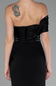 Black One Shoulder Slit Long Mermaid Evening Gown ABU4115