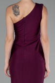 Cherry Colored One Shoulder Slit Long Evening Dress ABU4116