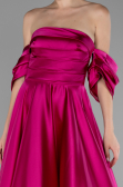Fuchsia Strapless Long Satin Prom Gown ABU4132