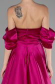 Fuchsia Strapless Long Satin Prom Gown ABU4132