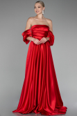 Red Strapless Long Satin Prom Gown ABU4132