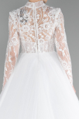 White Long Sleeve Embroidered Glitter Helen Wedding Dress ABU4107