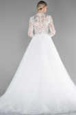 White Long Sleeve Embroidered Glitter Helen Wedding Dress ABU4107