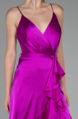Fuchsia Front Short Back Long Satin Prom Gown ABO109