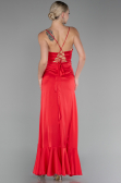 Red Front Short Back Long Satin Prom Gown ABO109