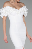 White Boat Neck Slit Long Evening Dress ABU4080