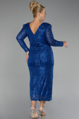 Sax Blue Midi Plus Size Cocktail Dress ABK1956
