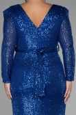 Sax Blue Midi Plus Size Cocktail Dress ABK1956