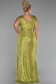 Pistachio Green Long Scaly Plus Size Evening Dress ABU3194