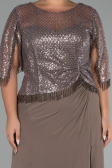 Long Cappuccino Chiffon Plus Size Evening Dress ABU4075