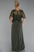 Long Olive Drab Chiffon Plus Size Evening Dress ABU4075