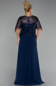 Long Navy Blue Chiffon Plus Size Evening Dress ABU4075