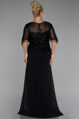 Long Black Chiffon Plus Size Evening Dress ABU4075