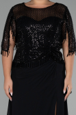 Long Black Chiffon Plus Size Evening Dress ABU4075