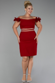 Red Boat Neck Short Cocktail Dress ABK2120