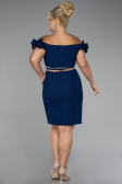 Navy Blue Boat Neck Short Cocktail Dress ABK2120