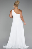 White Chiffon Plus Size Evening Dress Jumpsuit ABT119