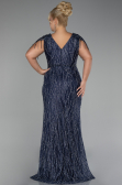 Navy Blue Short Sleeve Stony Long Plus Size Special Design Evening Dress ABU4146