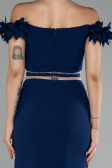 Navy Blue Boat Neck Short Cocktail Dress ABK2120