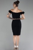 Black Boat Neck Short Cocktail Dress ABK2120