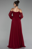 Burgundy Long Chiffon Slit Evening Dress ABU3914
