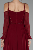 Burgundy Long Chiffon Slit Evening Dress ABU3914