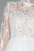 White Long Sleeve Embroidered Glitter Helen Wedding Dress ABU4107