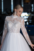 White Long Sleeve Embroidered Glitter Helen Wedding Dress ABU4107